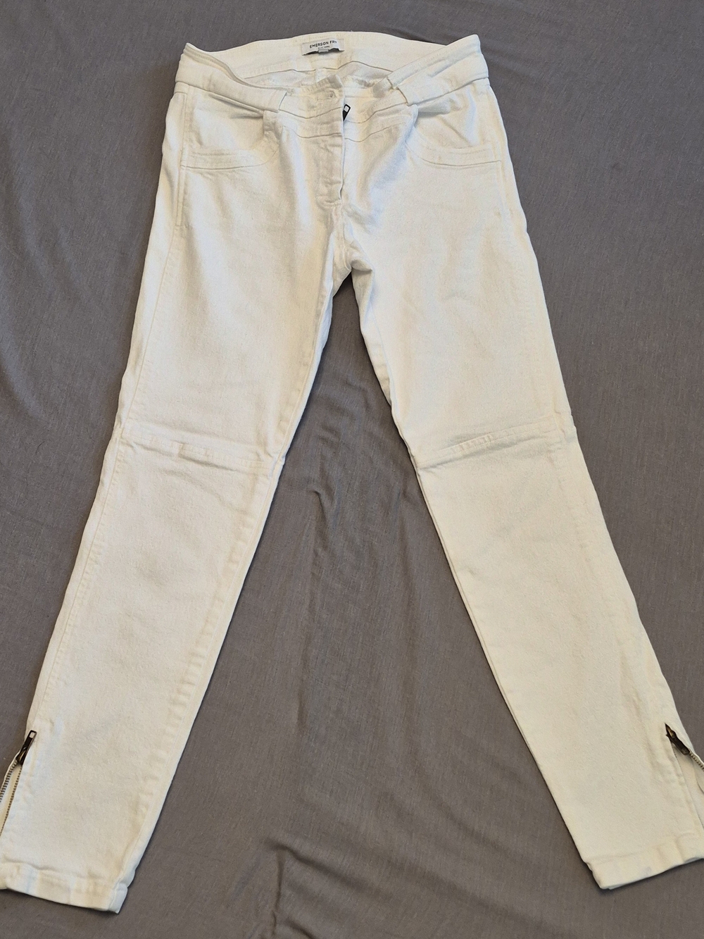 Emerson Fry "Mick" Moto Skinny Jeans in white Sz 4